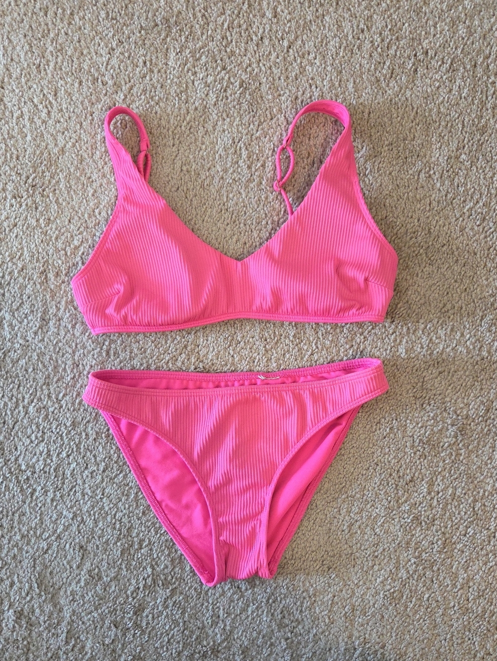 Hollister Ribbed Bikini in Hot Pink